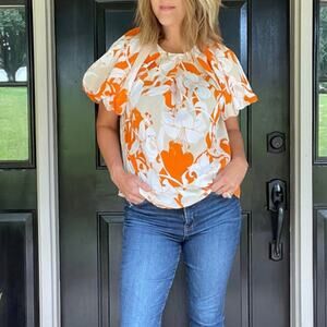 Orange Floral Top